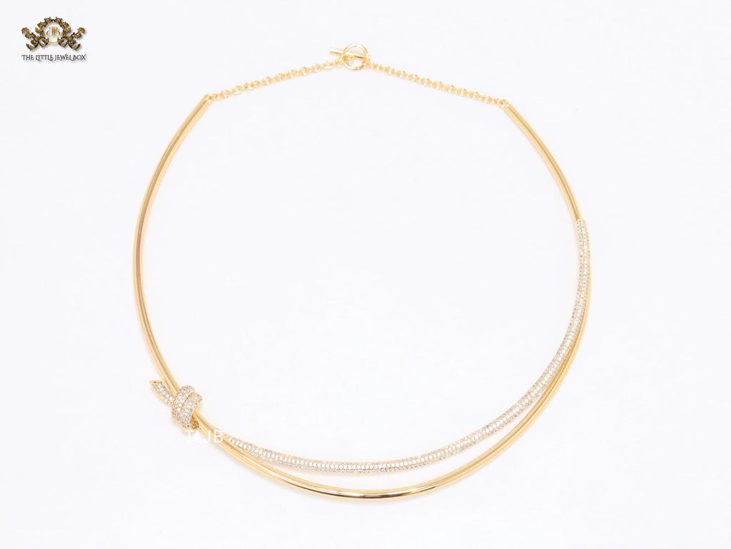 Alphabet T and Co Double line stiff Choker in gold