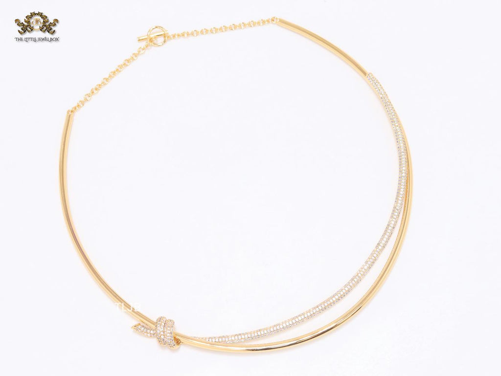 Alphabet T and Co Double line stiff Choker in gold
