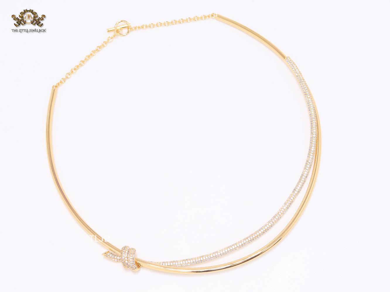 Alphabet T and Co Double line stiff Choker in gold