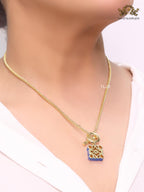 Alphabet L blue & gold sleek pendant