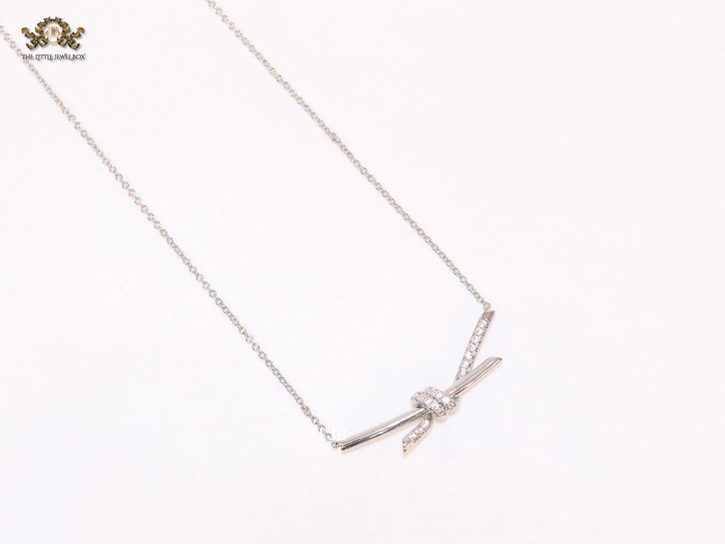 Alphabet T and Co Knot Neck Chain in Platinum
