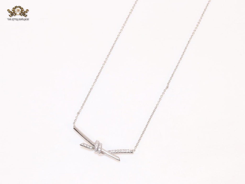 Alphabet T and Co Knot Neck Chain in Platinum