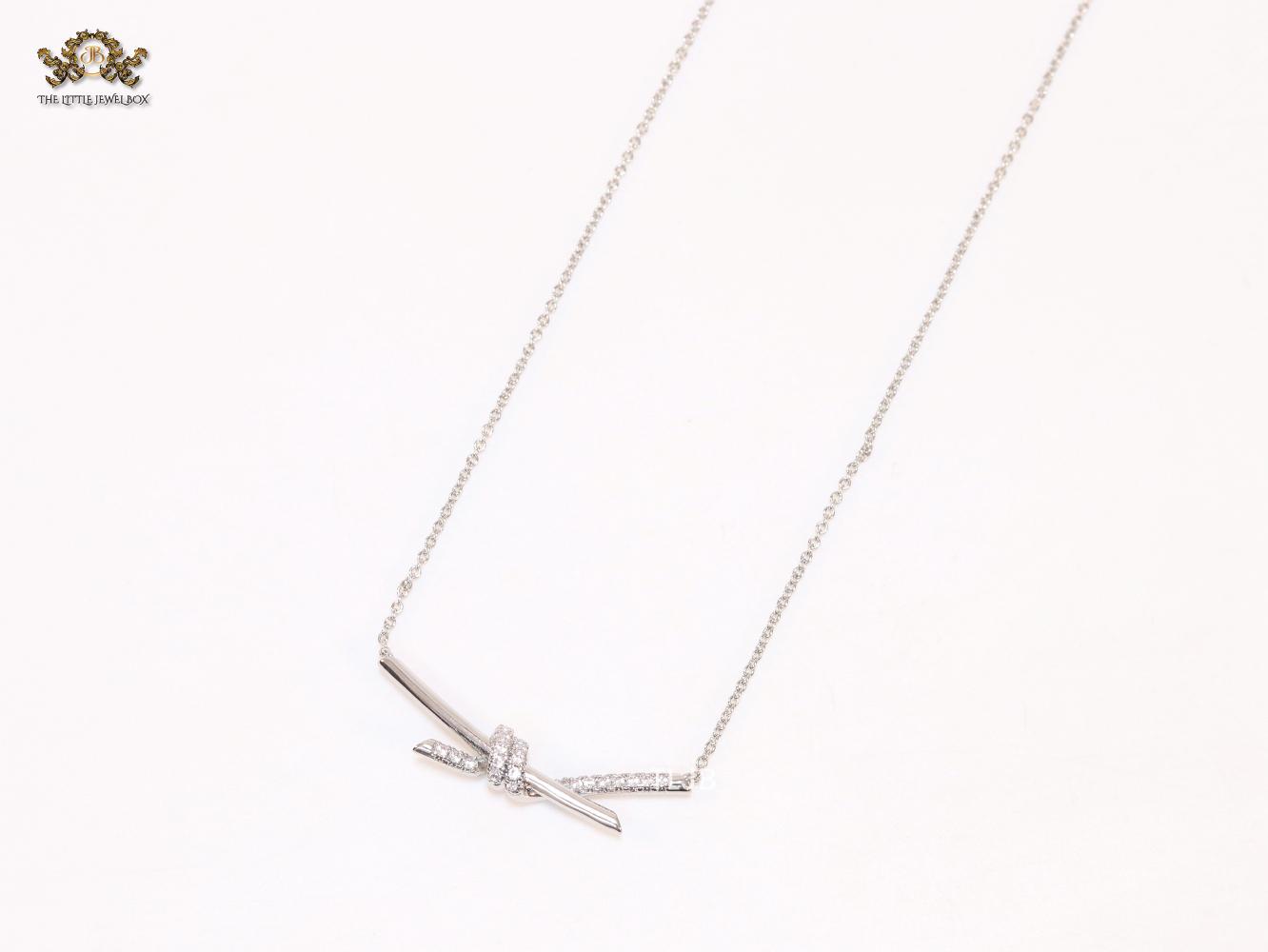 Alphabet T and Co Knot Neck Chain in Platinum