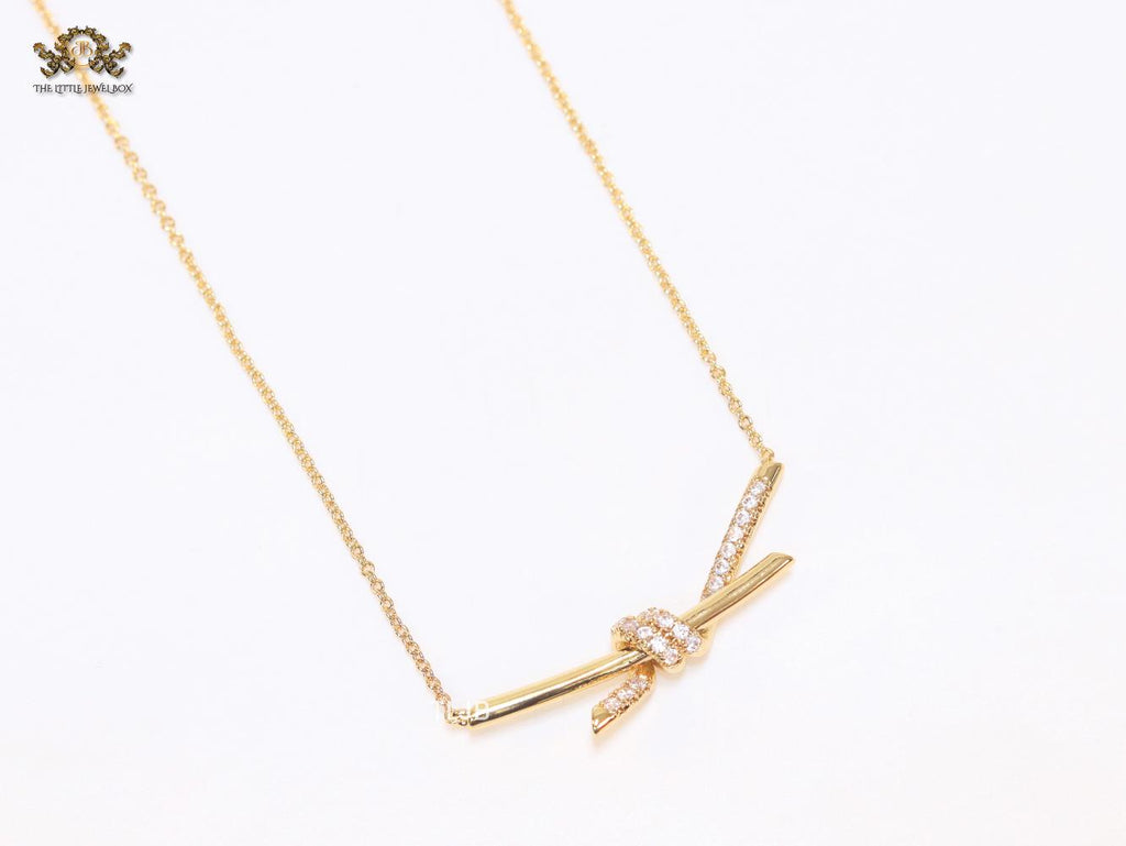 Alphabet T and Co Knot Neck Chain in Rose Gold