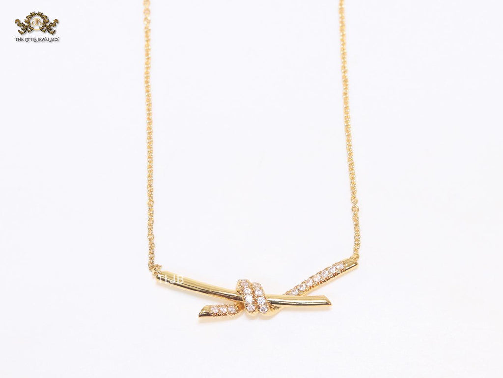 Alphabet T and CO Knot Neck Chain in Gold