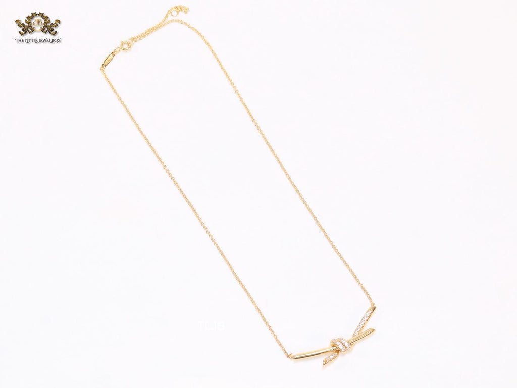 Alphabet T and Co Knot Neck Chain in Rose Gold