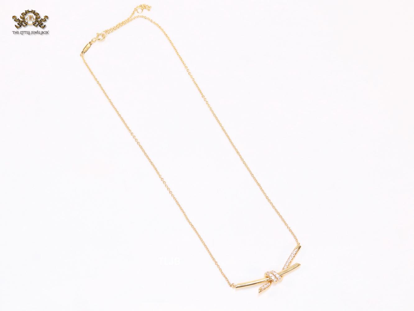 Alphabet T and CO Knot Neck Chain in Gold