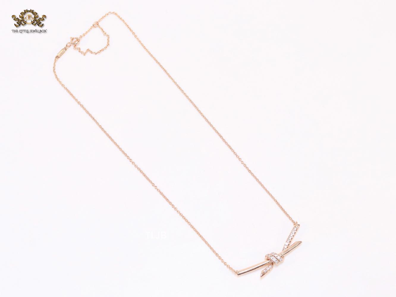 Alphabet T and Co Knot Neck Chain in Rose Gold