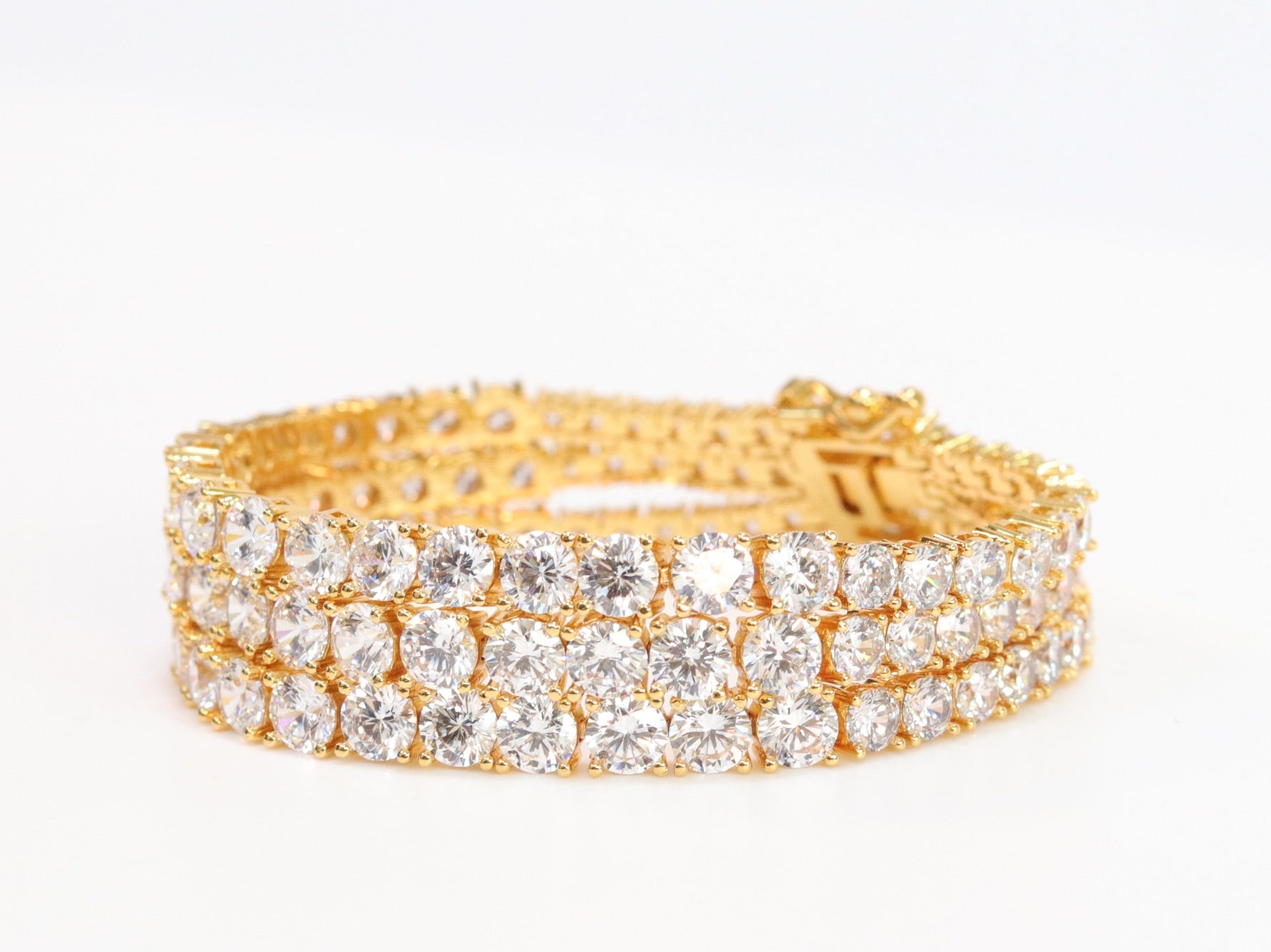 Triple Stacked CZ bracelet in gold finish