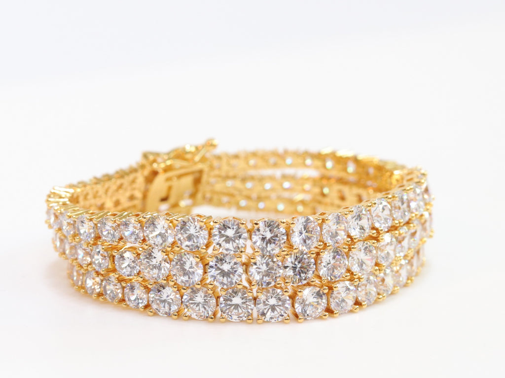 Triple Stacked CZ bracelet in gold finish