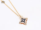 Alphabet LV Delicate Chain with Black Enamel pendant