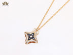 Alphabet LV Delicate Chain with Black Enamel pendant