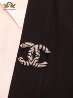 Double C cz and black stone brooch