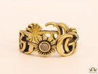 Gold plated twin G motif open ring