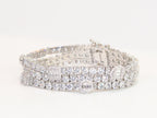 Triple Stacked multiple cut CZ bracelet in platinum finish
