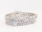 Triple Stacked multiple cut CZ bracelet in platinum finish