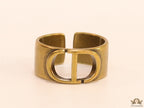 Classy gold plated open ring band with alphabet initials