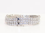 Triple Stacked multiple cut CZ bracelet in platinum finish