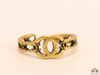 Stylish twin C motif open ring in gold plating