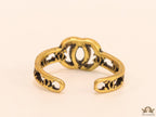 Stylish twin C motif open ring in gold plating