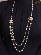 Double layered rustic gold and pear Double C chain
