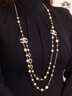 Double layered rustic gold and pear Double C chain