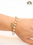 Rustic pearl and bee bracelet
