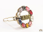 Golden Alphabet Hair Pin with multi-coloured stones