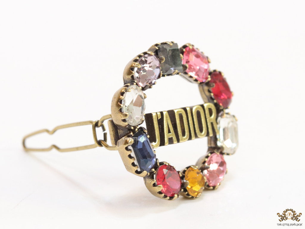 Golden Alphabet Pin with multi-coloured stones