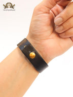 Alphabet D and black belted bracelet