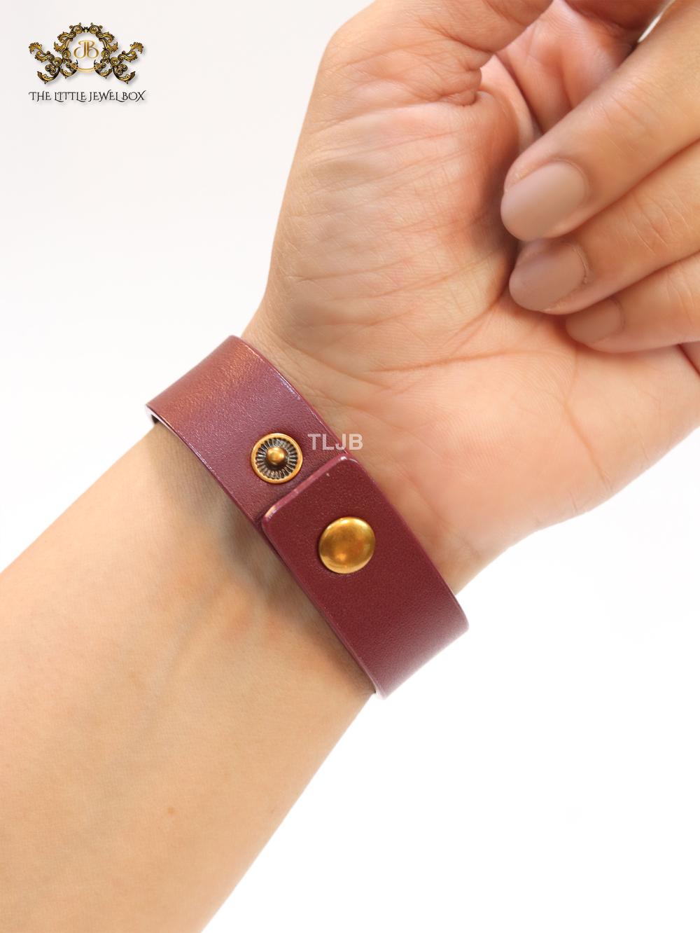 Alphabet D and cherry red belted bracelet