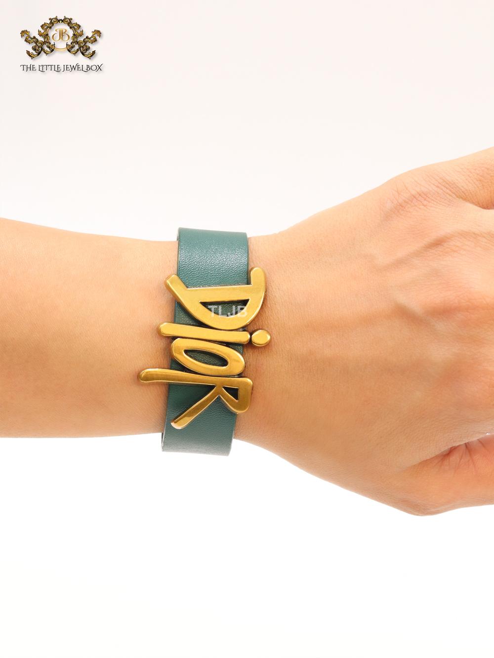 Alphabet D and green belted bracelet