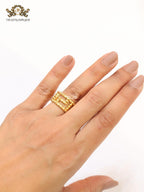 Double F gold plated textured ring