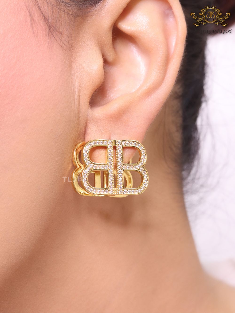 Double B CZ gold studs