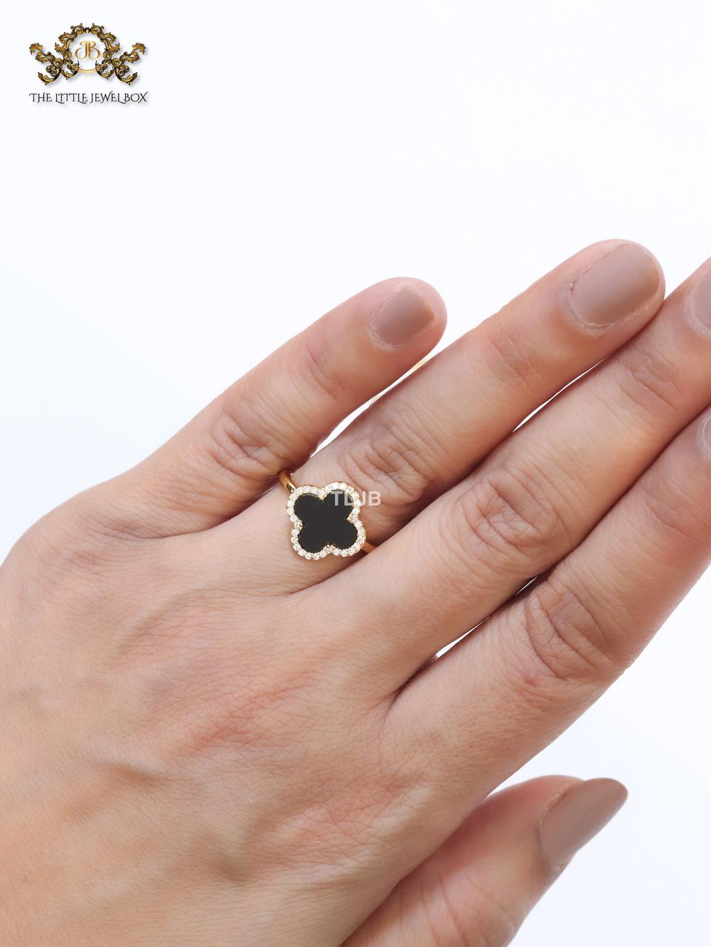 Black MOP ring with cz