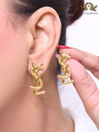 Alphabet Y gold earrings