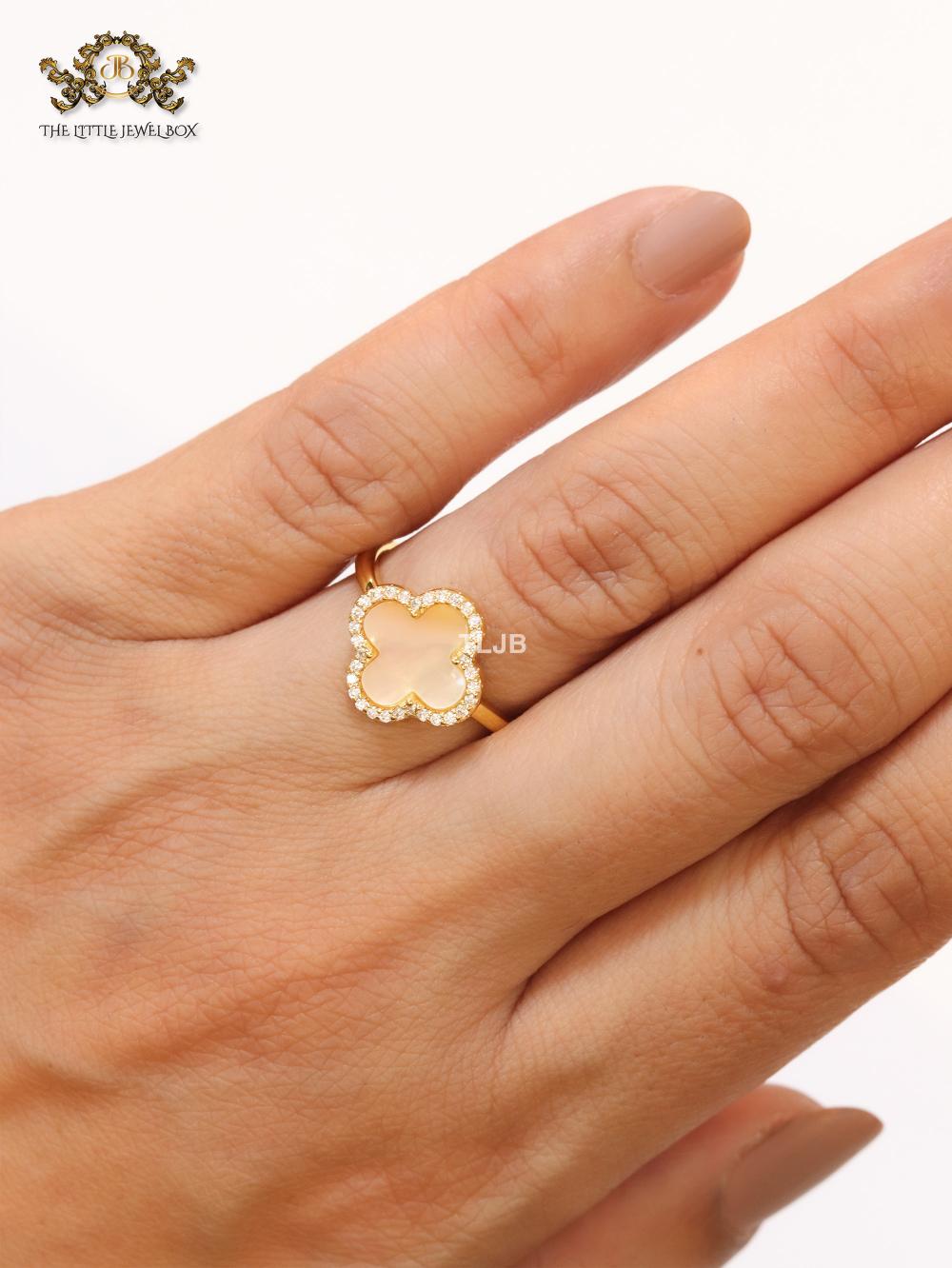 Off White MOP and cz ring