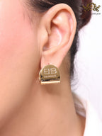 Gold double B studs