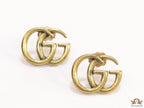 Gold plated twin G alphabet stud earrings