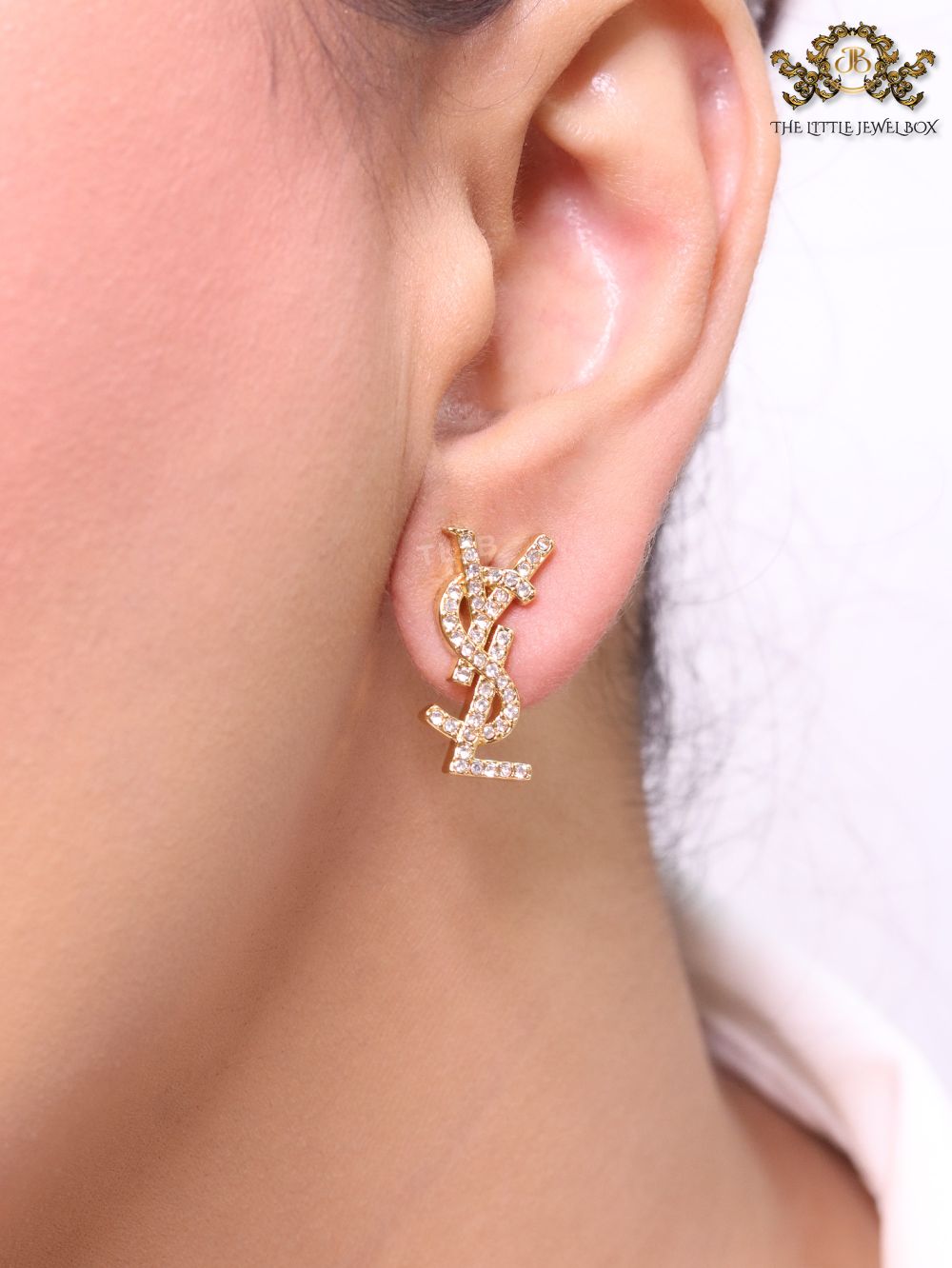 Alphabet Y gold CZ earrings