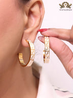 White Double F gold hoops
