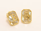 Alphabet B large cz earrings in gold finish