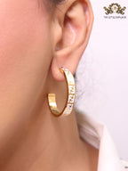 White Double F gold hoops