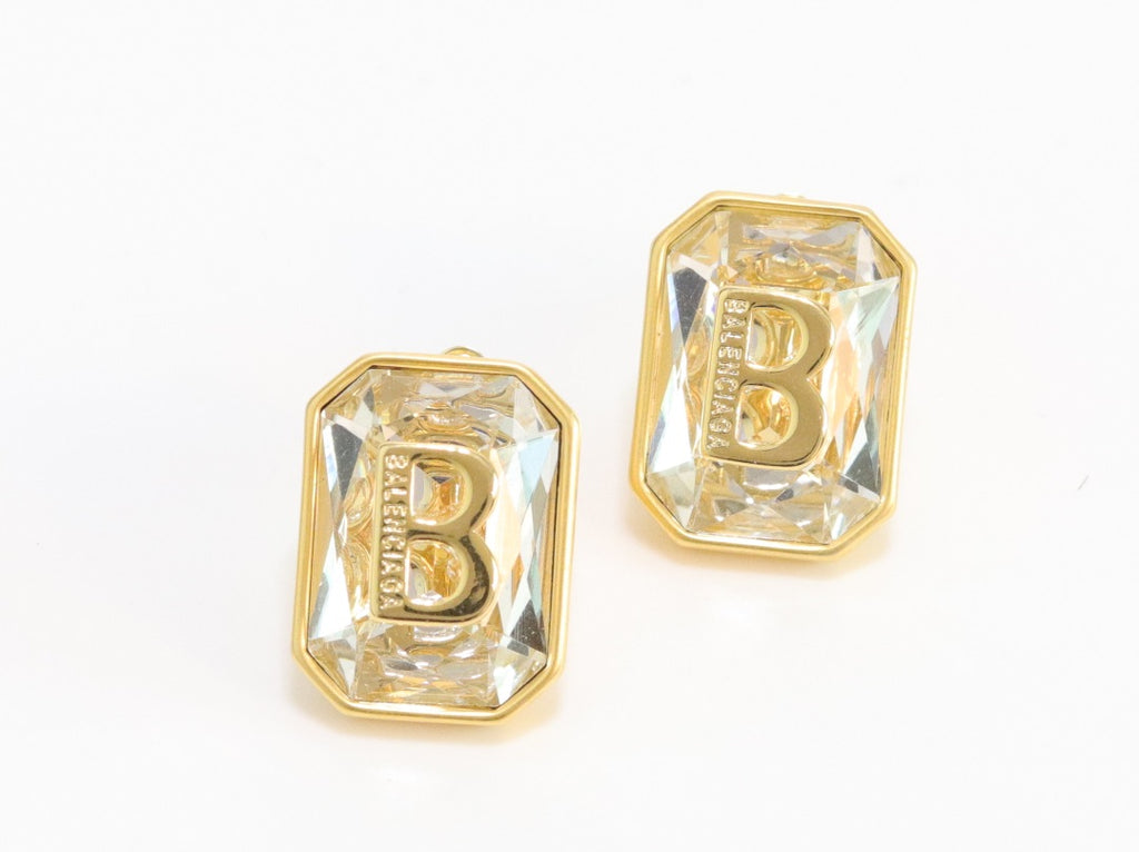Alphabet B large cz earrings in gold finish