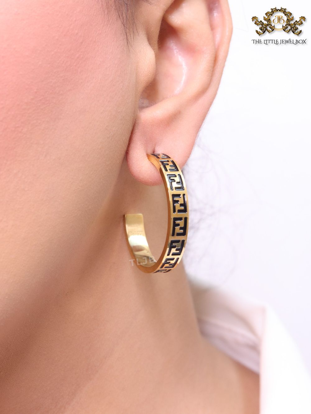 Black Double F gold hoops