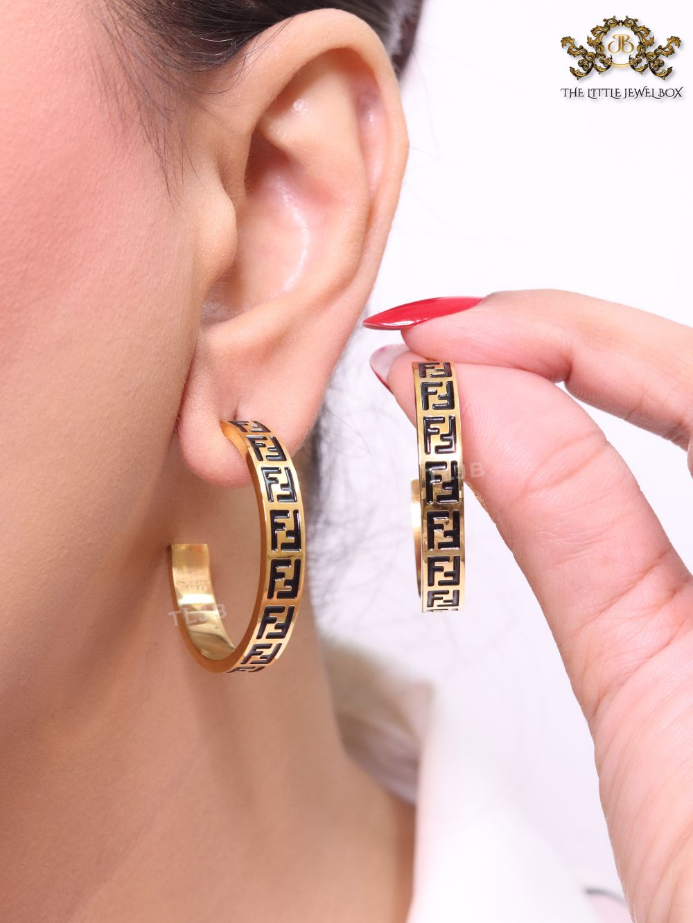 Black Double F gold hoops