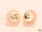 Pink acrylic studs with pearl and twin C motif