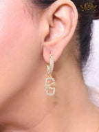 Alphabet V CZ hoop dangles