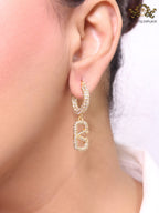 Alphabet V CZ hoop dangles