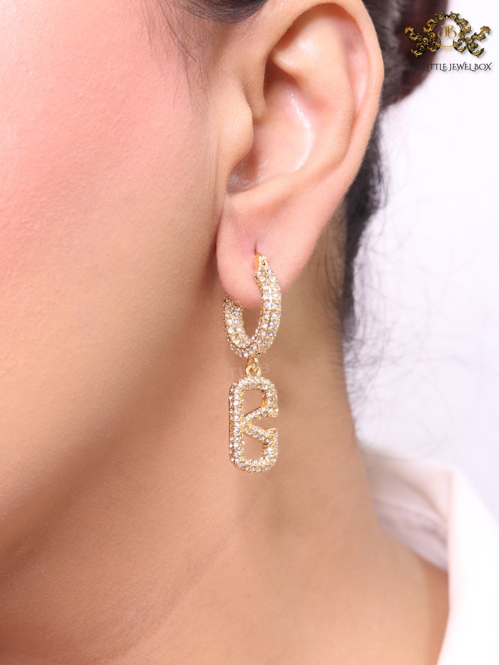 Alphabet V CZ hoop dangles
